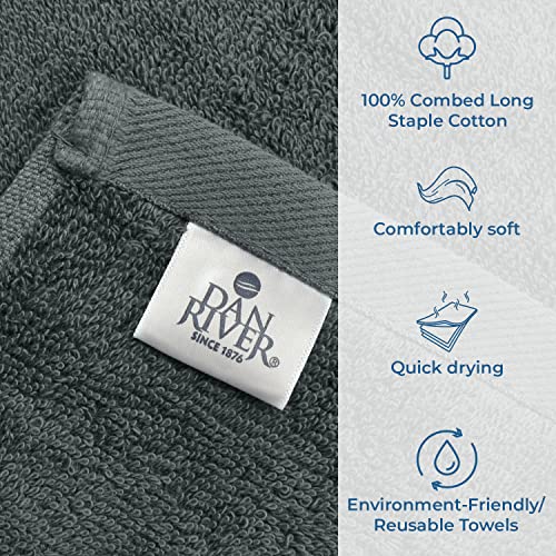 Image of DAN RIVER Bath Towels Set of 4, 27 x 54 Inches, 100% Cotton, Larger & Lighter Weight, Quicker to Dry, Super Soft and Absorbent, Ideal Gray Bath Towels for Daily Use