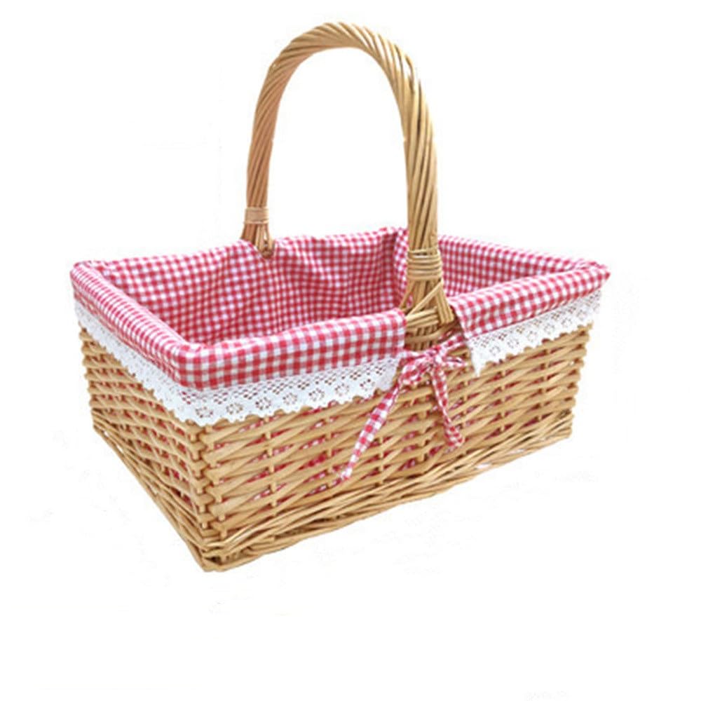 Picnic Basket Outdoor Camping Handheld Picnic Woven Carrying Basket for Picnic Camping Outdoor(Colour 2,Style 1)