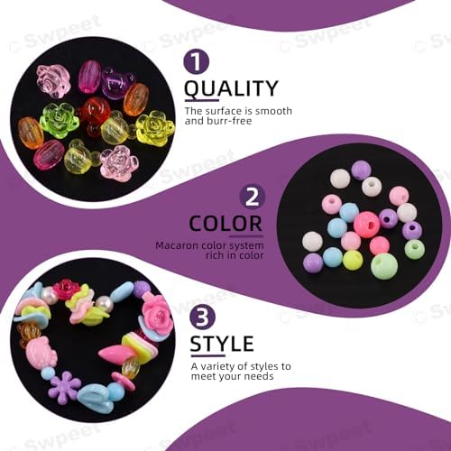Swpeet 23Pcs Kids DIY Bead Jewelry Making Kit Includes Acrylic Beads Hairband Scissors Pendant Crystal Thread for DIY Arts Girls Gifts and Craft Bracelets Necklace Rings Toy for Age 4 5 6 7 8 9 10 11 3 51jcLd2YRmL. AC