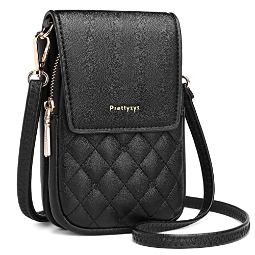 Small Crossbody Phone Purse for Women Soft Leather Shoulder Handbags Quilted Messenger Wallet Dating Bag with Strap