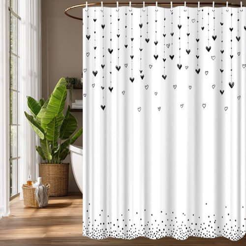 Rideau de douche Saint-Valentin en polyester pour baignoire moderne et chic