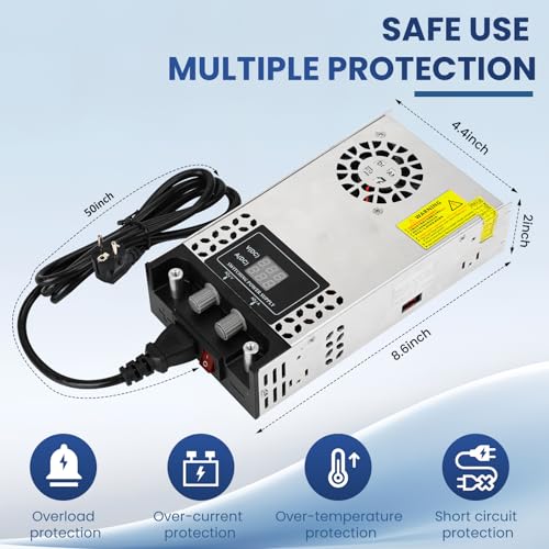 Transformador 230V AC a DC 0-60V ajustable con salida de corriente de 10A para taller 6