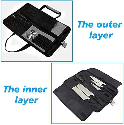 Chef’s Knife Roll Bag, Heavy Duty Oxford Chef Knife Bag, Portable 13 Slots Chef Knife Case , Multi-Function Cutlery Knives Pouch Holder Knife Wrap Wallet Tool Roll For Home Kitchen Traveling Camping #TOP5