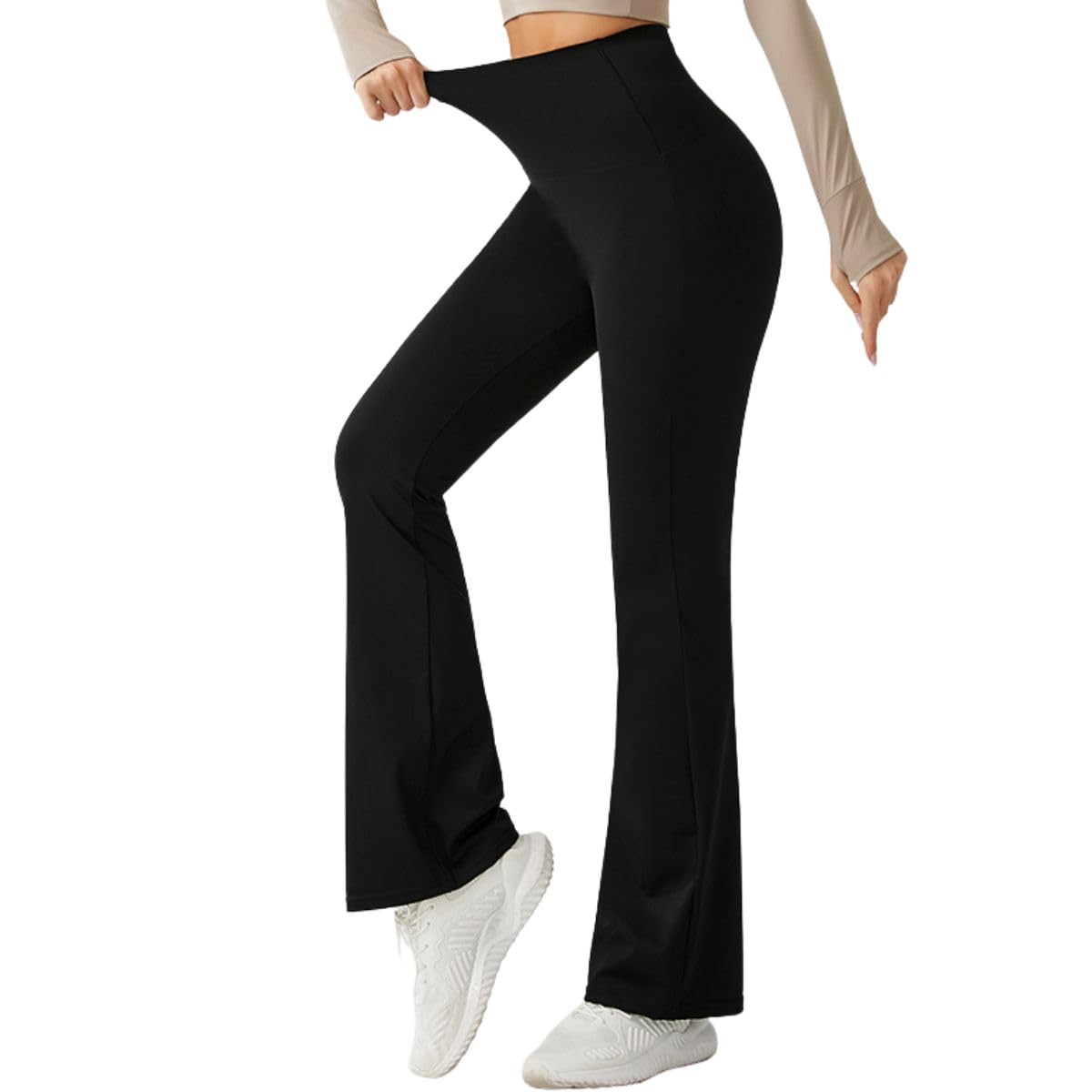 Premium Flared Yoga Pants | Comfortable Trendy Flare Gym Leggings (Nylon/Spandex Super Stretch)-image-29