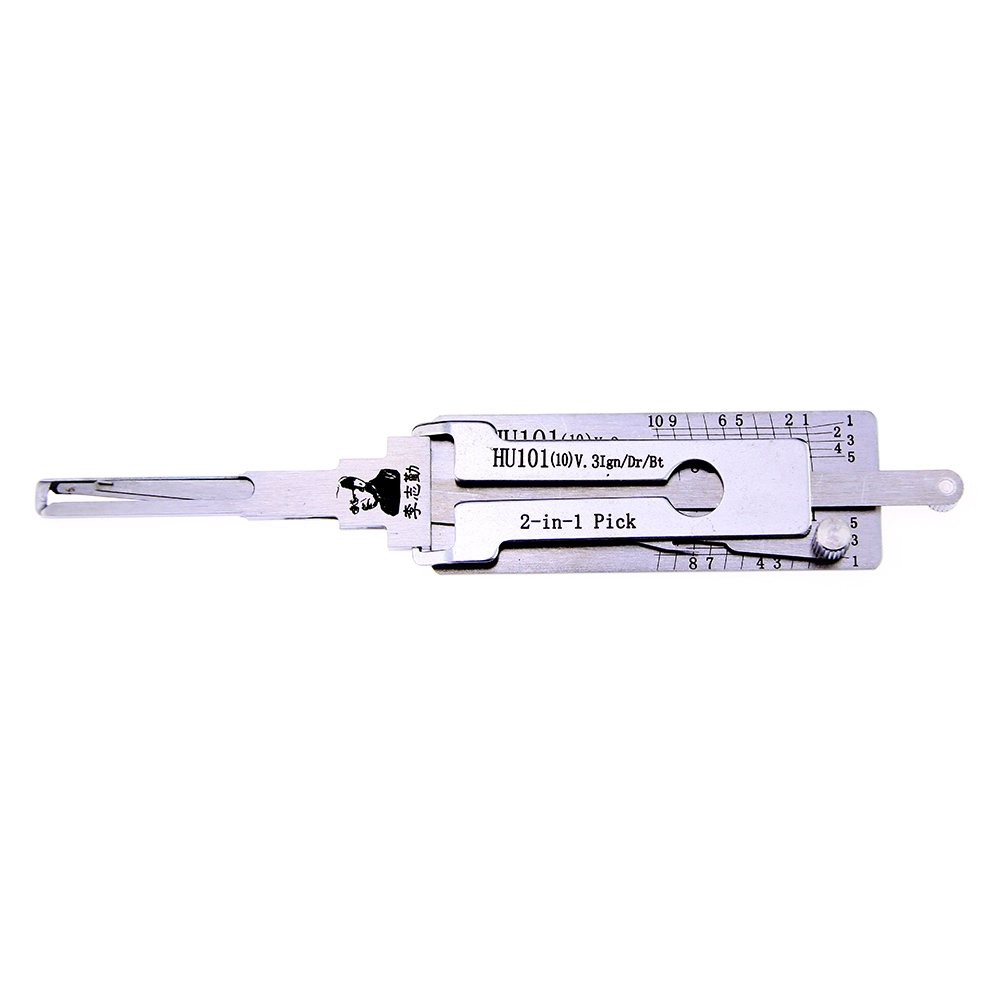 Rlokk Silver Auto Lishi Hu101 2 In 1 Lock Pick And Decoder For Car, Car Key Reader, Professional Locksmith Tools (Hu101)