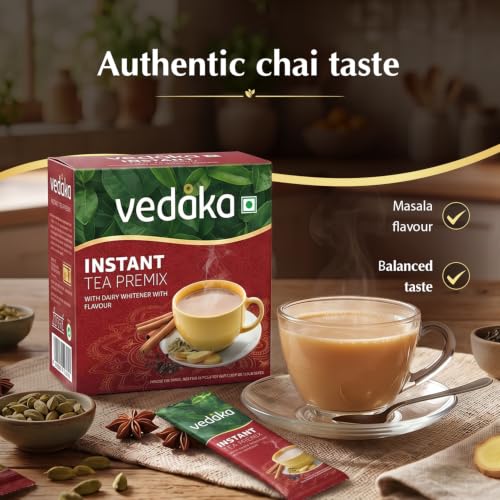 Image of Amazon Brand - Vedaka Premix Tea 36 Sachets | Instant Masala Chai | Just Add Hot Water | No Boiling Needed | Travel Friendly | Ready in Seconds