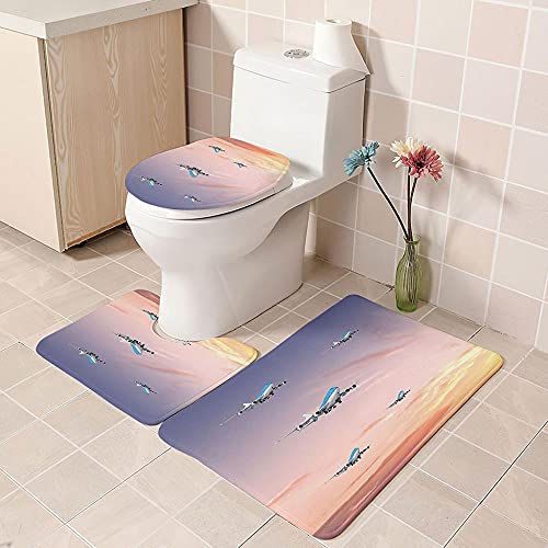 ZDDWLDL 4-Teilig Duschvorhang Set Mit Rutschfesten Teppichen Toilettendeckel Und Badematte Wasserdicht Farbfest Schimmel… – Bild 5