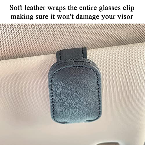Image of KIWEN 4 Packs Sunglasses Holders for Car Visor, Magnetic Leather Glasses Eyeglass Clip for Car, Ticket Card Clip Sunglasses Mount, Car Visor Accessories Gadgets(4, Black)