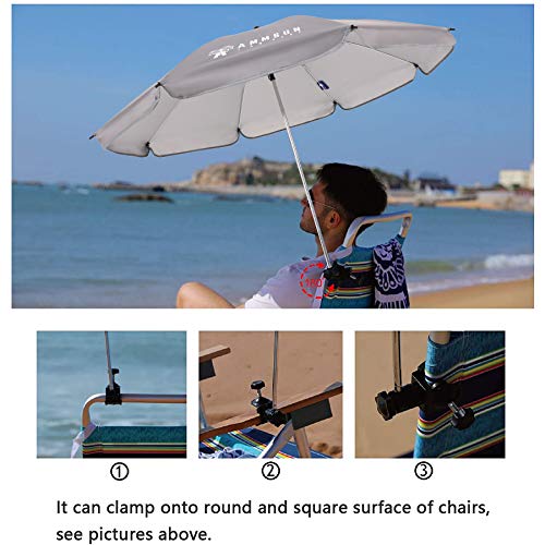 Ammsun 2 Pcs Chair Umbrella With Clamp 43 Inches Upf 50+,Portable Clamp On Patio Chair,Beach Chair,Stroller,Sport Chair,Wheelchair And Wagon,Grey,2 Pack #TOP4