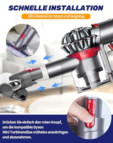 Mini Haardüse Elektrobürste für Dyson V15 V11 V10 V8 V7, Ersatzbürste mit Anti-Tangle Funktion für Matratzen, Sofas, Teppiche, Haustierbetten und Autositze, Entfernt Tierhaare und Allergene