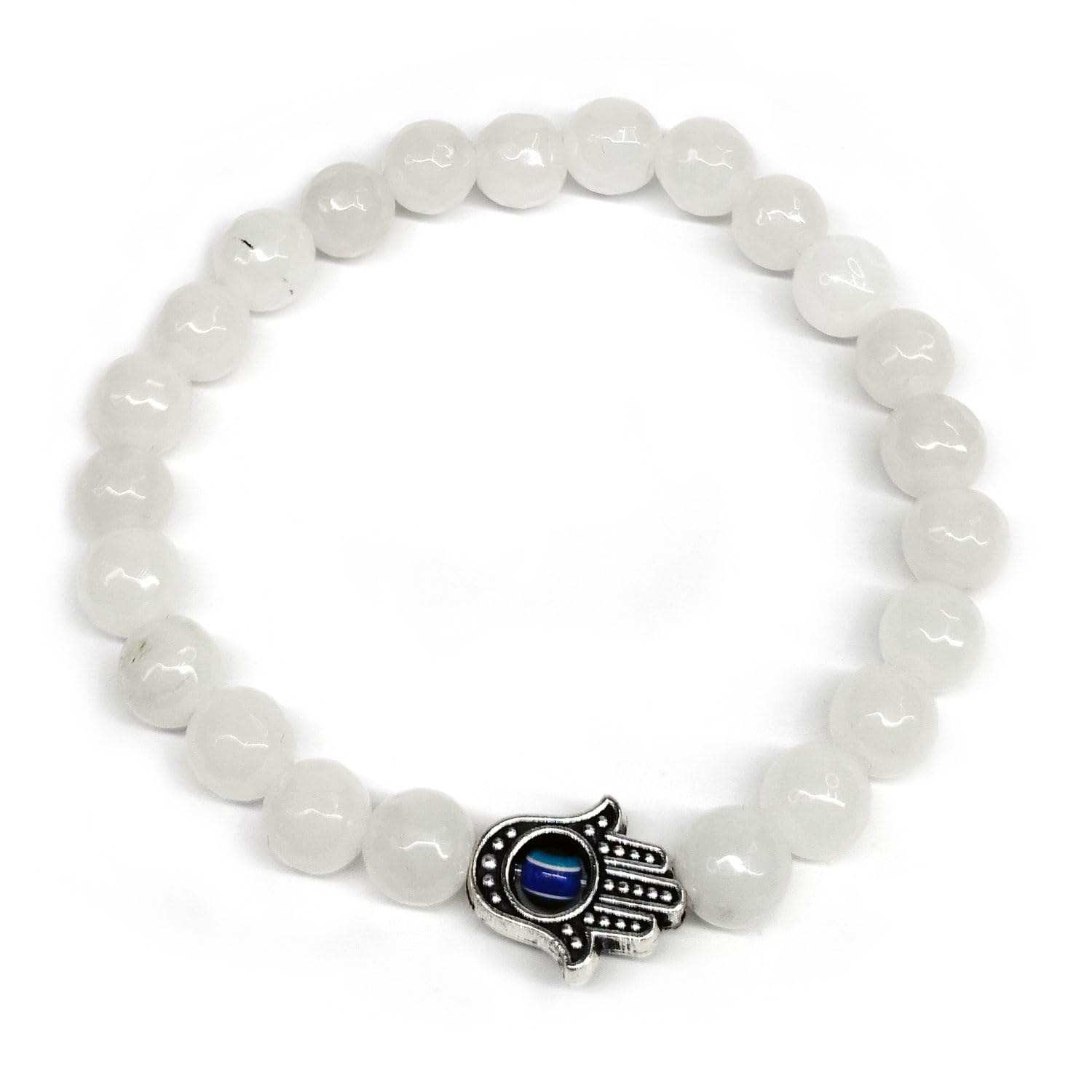 Jewellery Bracelet for Women and Men - White Selenite with Hamsa Hand Charm Bracelet Reiki Chakra Crystal Healing Natural Gem Stone| Multi Color Beads | Fashion Jewellery (B0CC99VGKP) Amazon Price History, Amazon Price Tracker
