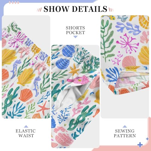 Seashells Colorful Cute Pattern Cute Pajama Pants, Soft Sleepwear Lounge Pants Pajama Pj Bottoms for 6-14 Years4
