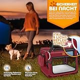 TRESKO® Hundebox faltbar inkl. Leckmatte, Spatel & Reflektoren M 61x42x42cm | Transportbox für Hunde und Katzen | Hundetransportbox Auto für kleine & große Hunde | Hundetasche robust Rot
