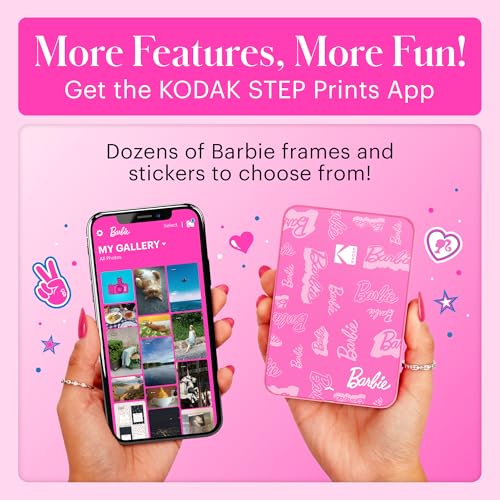 Image of Kodak x Barbie Instant Smartphone Portable Photo Printer, Full Color, Wireless, Zink 2x3 inch (5.1x7.5 cm) Sticky-Back Photos, Print from iOS & Android Devices with Fun Editing App, Signature Style