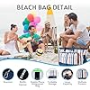 COVVY Sac de plage, sac fourre-tout extra large pour femme avec fermeture éclair, étui étanche pour téléphone, décapsuleur, plusieurs poches, résistant à l'eau, au sable, sac à bandoulière léger pour #4
