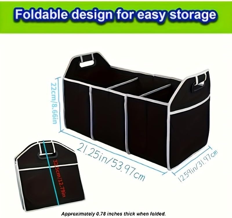 Miniatura 6 de Organizador de maletero de automóvil, bolsa de almacenamiento plegable portátil con 3 compartimentos, almacenamiento de carga impermeable para SUV,