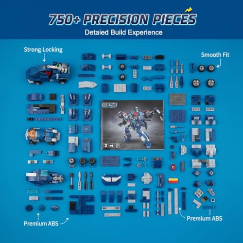 Image of SKY LINE OCEAN 6-in-1 Robot Building Blocks Set (750+ PCS) | Transforming Mech Models Construction Kit | STEM Educational Toy for Kids & Teens | Creative Play Set | 5 Year Structural Warranty
