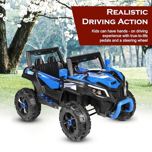 Image of Norman Jr Battery Operated 2x4 | Jeep Toy Kids Car with Remote+Steering+RGB Light+Mp3 USB Music | Rechargeable Car for Kids to Drive 3 to 12 Years | Large (Drifter) Cobalt Blue