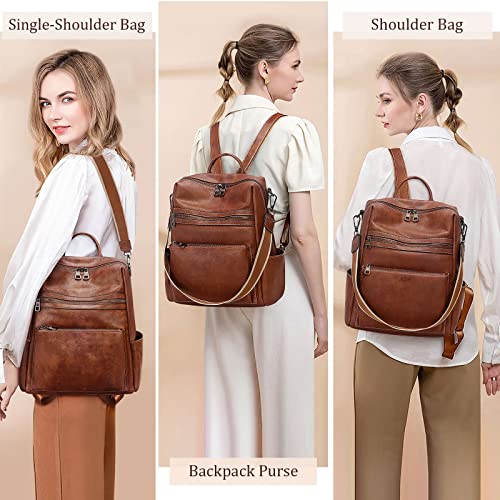 Image of AGLOD Leather Backpack Purse for Women Designer Ladies Shoulder Bag Fashion Faux Work Travel Handbags