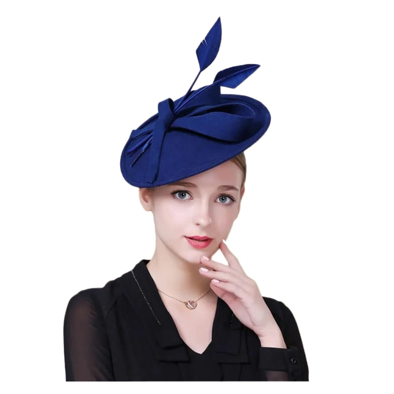 Cappello Da Sposa Eleganti cappelli Fedora for donna, da sposa, a tamburello rossi e blu, cerimonia Per Le Donne