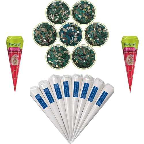 Image of Ceramic Cones & Mirror for Arts & Crafts, Lippan Art, Mandana Art, Texture, Pottery, Liner, DIY Decorative Purposes Kit for Artist, Hobbyists, Boys, Girls Above 5 Year+ (4 Cone & 7 Mirror)