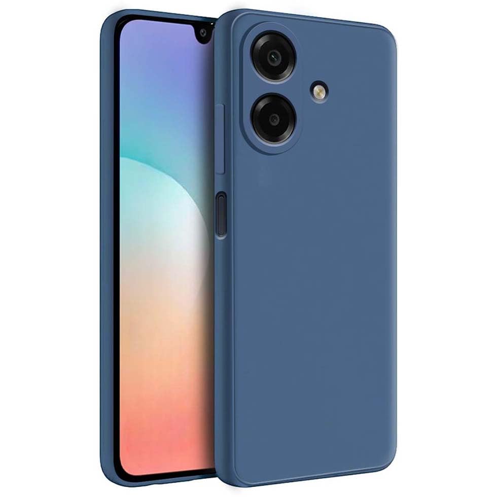 Image of Fashionury Liquid Silicon Back Cover for Samsung Galaxy M17e 5G / F70e 5G / M07 / F07 / A07 / A07 5G | Camera Protection | Inner Velvet Fabric | Anti-Fingerprint | Ultra Slim Case (Blue)