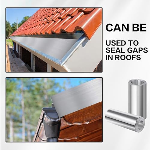 8\'\' x 20\' Aluminum Flashing Roll,Metal Flashing Roll for Roof and Garden,0.2mm Thickness Aluminum Roof Panels for Sealing Windows Doors - Thumbnail 7