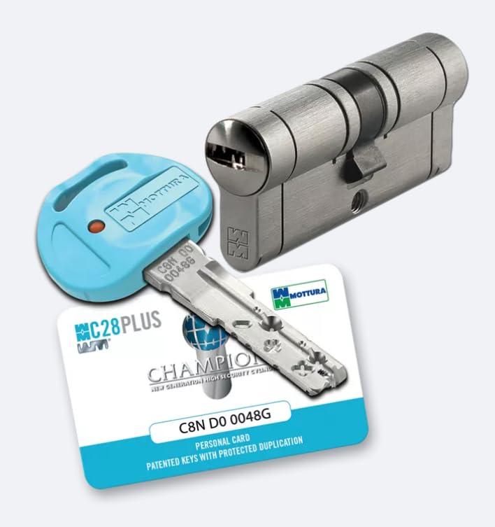 CILINDRO EUROPEO SICUREZZA MOTTURA C28 PLUS mm 87 MM 41/46 ANTIBUMPING CERTIFICATO 3 CHIAVI