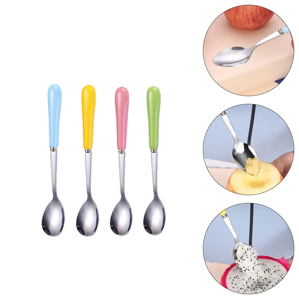 4pcs Stainless Steel Long Handle Latte Spoons Coffee Tea Dessert Silverware Yoghurt Stirring Spoon with Porcelain Handles for Weddings,Christmas,Birthdays - Image 3