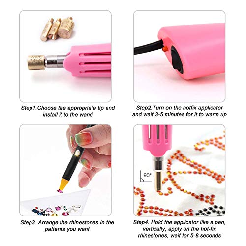 Hotfix Applicator Tool, Bedazzler Kit With Diy Hot Fix Rhinestones Include 7 Tips, Support Stand Tweezers Cleaning Brush Wax Pencils And 2400 Rhinestone #TOP4