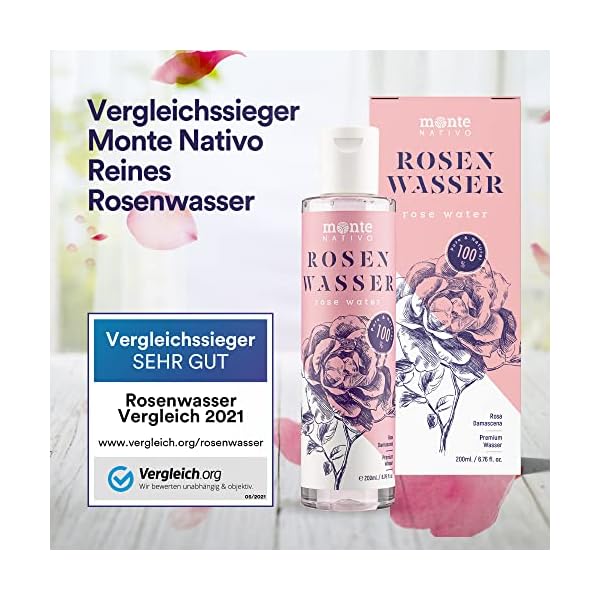Rosenwasser Monte Nativo 200ml | zur Gesichtsreinigung und Gesichtspflege | Gesichtswasser | Gesichtstoner | Anti Pickel… – Bild 3