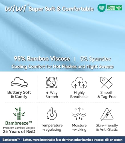 Image of WiWi Viscose from Bamboo Women's Pajamas Set Super Soft Button Down Top and Pants Sleepwear Cooling Pjs S-3X