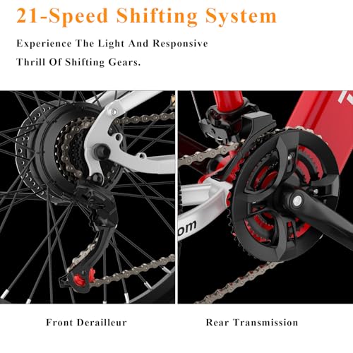 Image of Tomofree 26 inch Electric Bike for Adult, Peak 1500W Brushless Motor Mountain E Bike, 34.4MPH Top Speed Ebike, 21 Speed, Up to 40 Miles, 48V 20Ah Battery for Commuter Electric Bicycle.