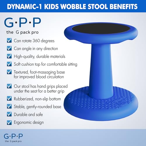 Image of Gpack-pro Kids Wobble Stool 2-Pack - Improves Focus Attention - Non-Slip Base - Wiggle Chair Active Flexible Seating for Preschool Kindergarten Elementary School Party 15.3-Inch High (Blue)