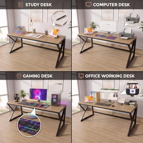 Image of Riyan Luxiwood Alden Computer Table in Engineering Wood for Home & Office, Simple Style Desk, Scratch Resistance Surface, Easy to Assemble, Study Table for Kids (Size-90 X 60 X 75 Cm) - Beige