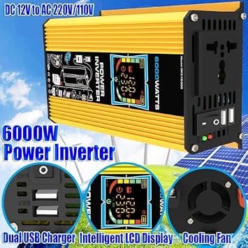 6000W Solar Inverter Kit with 100W Panel & 50A Controller - Portable Home & Outdoor Power System, 12V-110V, Complete Solar Setup for Off-Grid Living