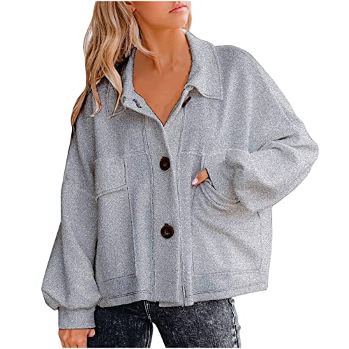 Ninedayx Chaqueta de invierno para mujer gabardina para mujer chaqueta de abrigo de mujer a prueba de viento de lana para mujer abrigo de manga larga, A370 Gris, M