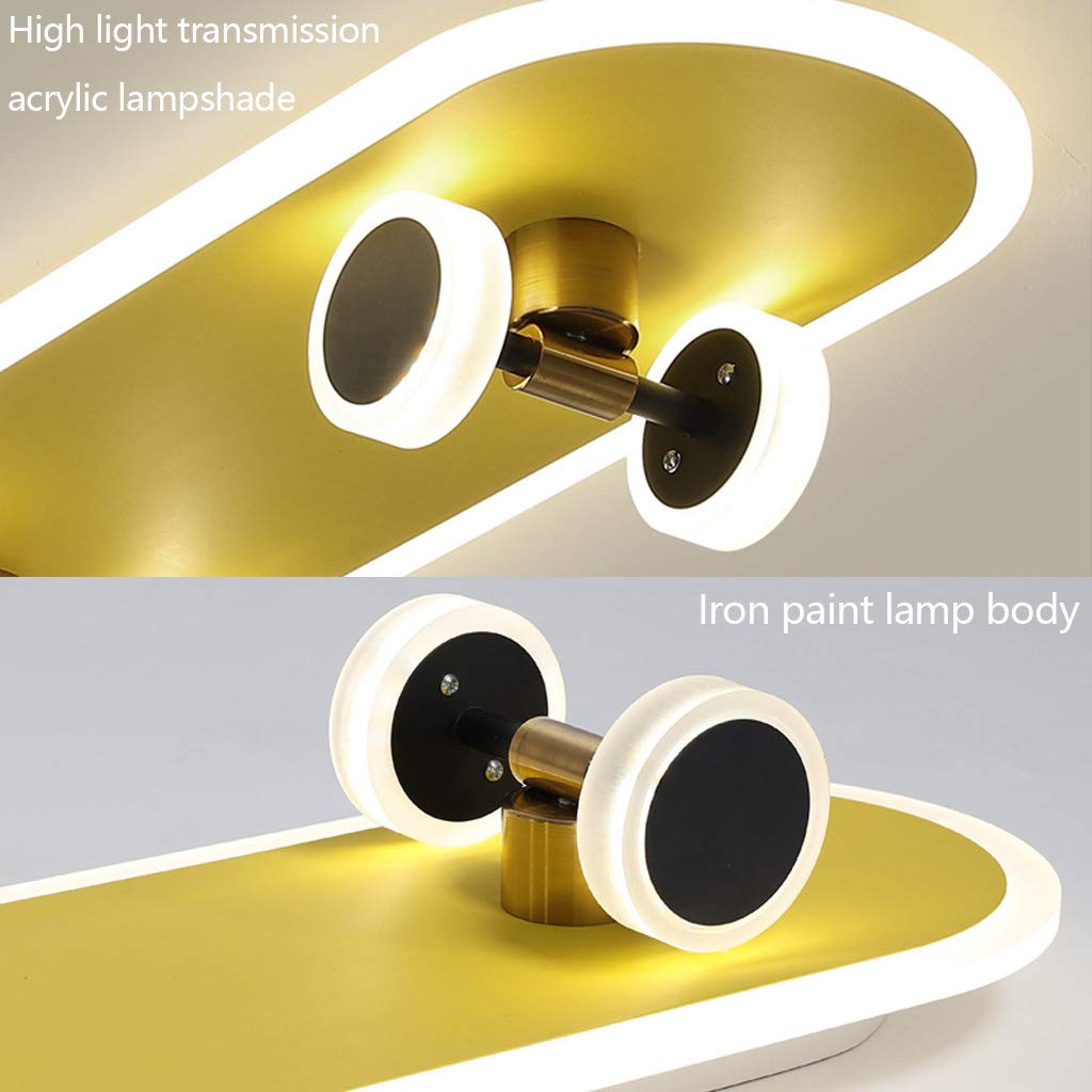 LED Skateboard Deckenleuchte Goldene Kinderzimmer Cartoon Deckenlampe Junge Mädchen Deckenbeleuchtung Modern 32W Acryl Kronleuchter Schlafzimmer Wohnzimmer Kindergarten Beleuchtung Deckenlicht