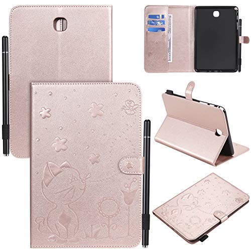 Smart Hülle für Samsung Galaxy Tab A SM-T350 {8"},Pu Leder Katze Biene Schutzhülle Case Cover mit Auto Schlaf/Wach Ständer Stift Halter