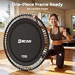 BCAN 40" Soft Land Pro Fitness Rebounder Trampoline, 500 lb Capacity, Adjustable Tension Bungees, One-Piece Frame (16 Gauge), Quiet Indoor Cardio w/Handle, Phone Holder & 2 Pairs Socks | FED Fitness - Image 5