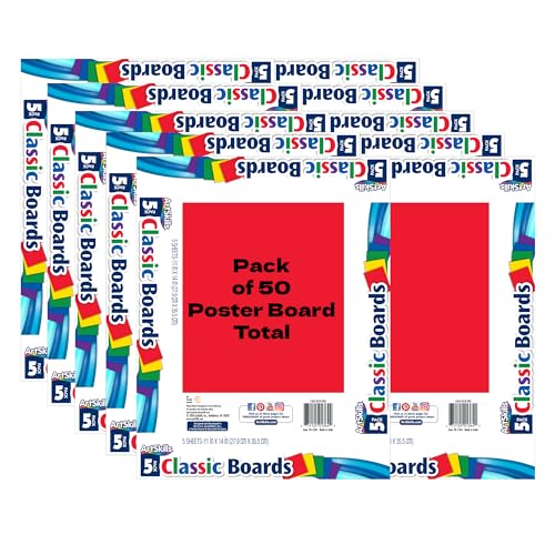 ArtSkills 11" x 14" Poster Board, School and Craft Supplies, Bold Assorted, 50-Pack