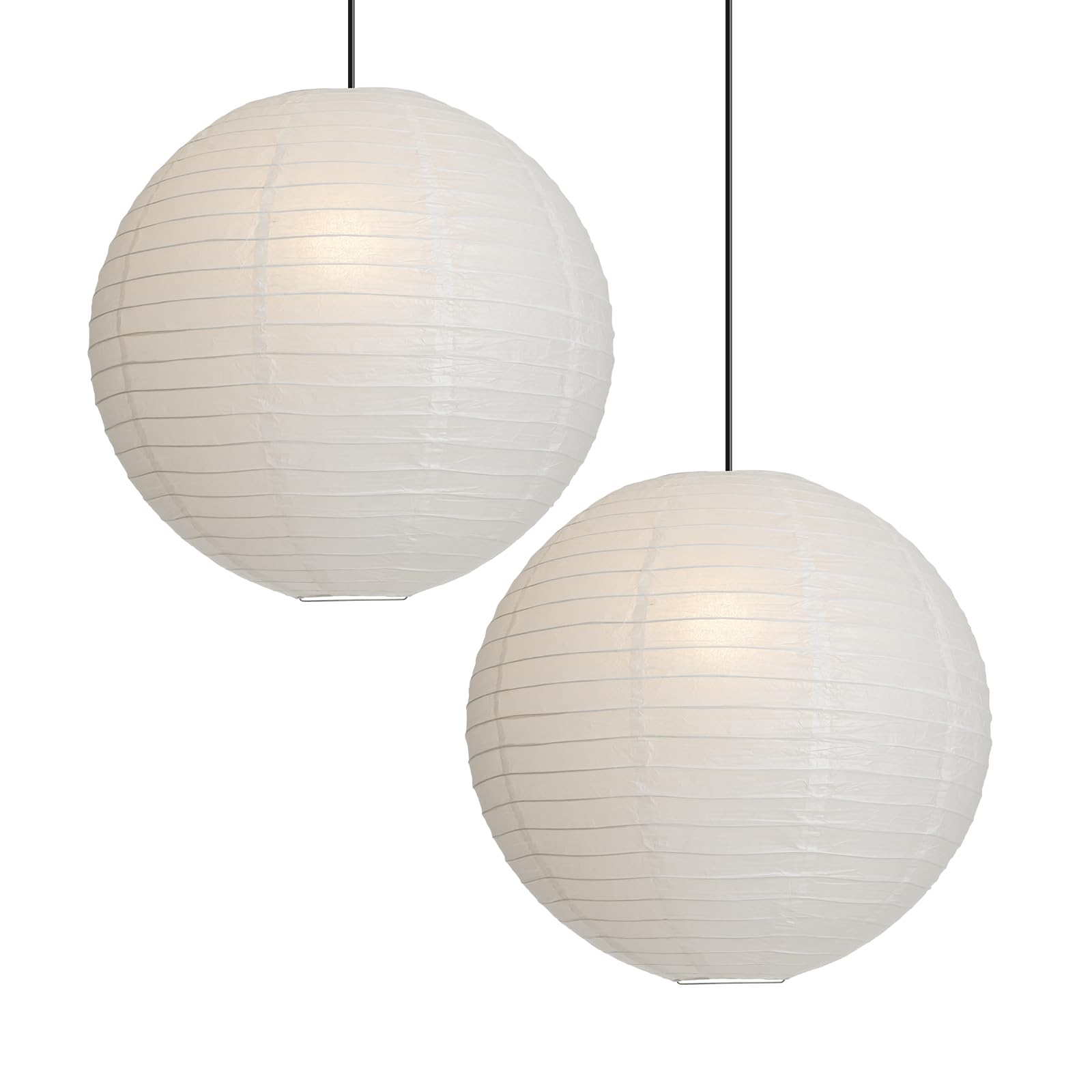 Pantalla Redonda Ovalada De Papel De Arroz - Lámpara Colgante Estilo Chino Japonés Beige, Cubierta De Luz