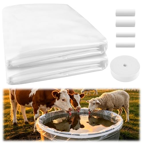 2 Pack Stock Tank Liner for 100 Gallon Stock Tank 10.8 x 8.8 Ft Plastic Tank Liners with 16.4 Ft Elastic Bands and 4 Clips