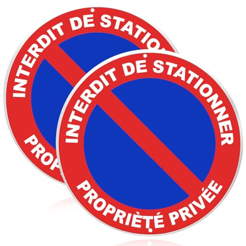 Panneau Interdiction de Stationner pour Parking Privé, Signalisation Claire et Résistante – Ronds 19x19 cm, Panneau Stationnement Interdit pour Usage...