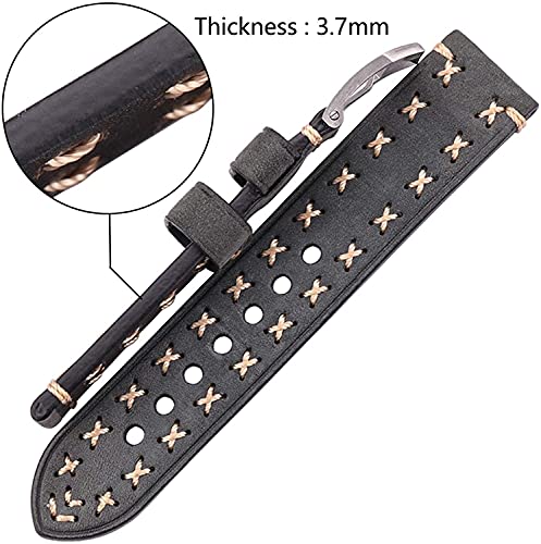 Sangle en cuir faite à la main de 24 mm avec boucle rétro en acier - 3