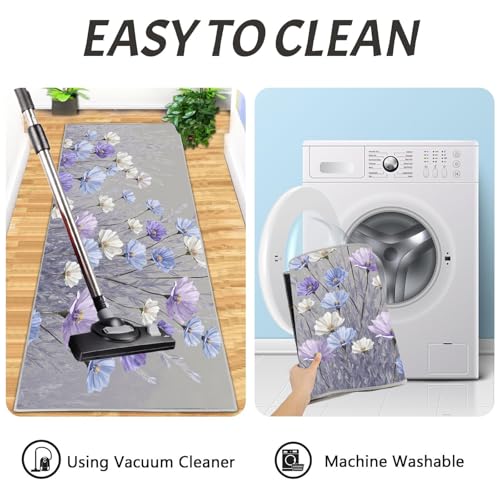 Tapis cuisine devant évier lavande lavable anti-glisse - 7