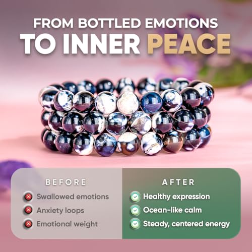 Conscious Items Healing & Calm Natural Stone Bracelets for Women & Men, Healing Crystal Bracelet for Stress, Inner Peace & Emotional Balance3