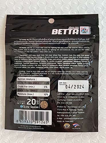 Betta Fish Food & All Small Tropical Fish Food Mini Slow Sinking Pellet (1Mm) High Protein 35% Growth Fast Formula Big Body Muscle Fish, Color Enhancing Nourishing Breeding 3 Pcs (60Gm) #TOP3