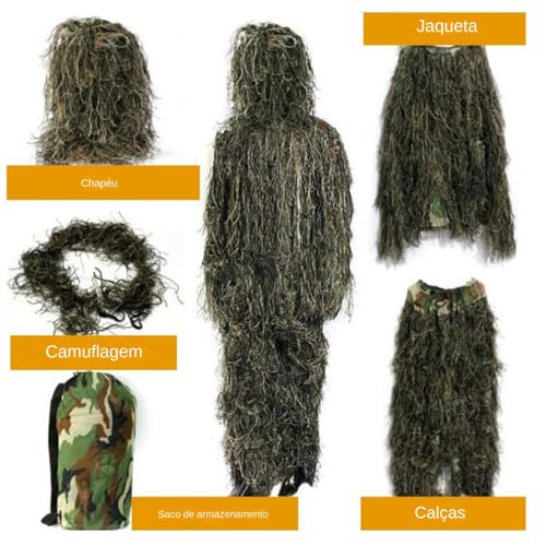 Ternos de camuflagem para homens caçando, capa de camuflagem - Roupa da camuflagem da observação de