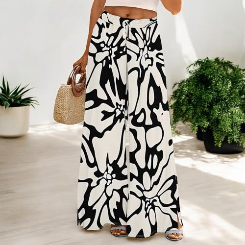 Casual High Waist Wide Leg Pants for Women - 2025 Summer Trendy Beach Palazzo Pants with Pockets3